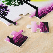 Paarse Wereld met Silhouetted Black Trees Legpuzzel (Zijkant)