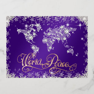 Paarse Wereld Vredesdiamanten  Folie Feestdagen Briefkaart