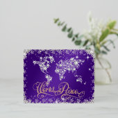 Paarse Wereld Vredesdiamanten  Folie Feestdagen Briefkaart (Staand Voorkant)