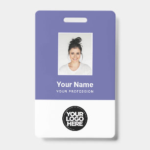 Paarse Werknemer Foto Bar Code Logo Naam Badge