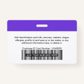 Paarse Werknemer Fotobalk of Qr Code Logo Name Badge (Achterkant)
