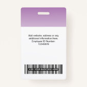 Paarse werknemers Fotobbalk Code Logo Naam gradiën Badge (Achterkant)