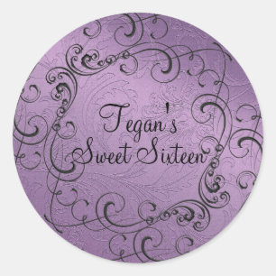 Paarse Wervelend Ontwerp Sweet 16 Envelope Sticker