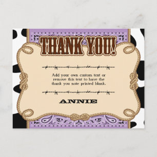 Paarse Westerne bedankkaarten Briefkaart