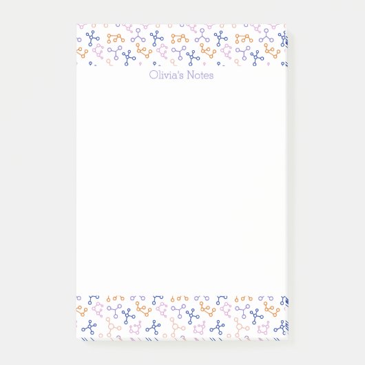 Paarse wetenschapsmoleculen biologiepictogrammen post-it® notes (Voorkant)