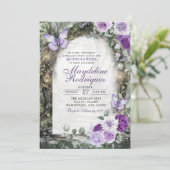 Paarse Whimsical Bos Quinceanera Kaart (Staand voorkant)