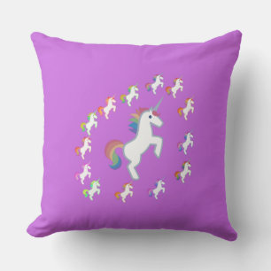 Paarse Whimsical Eenhoorn Cirkel Illustratie Kussen