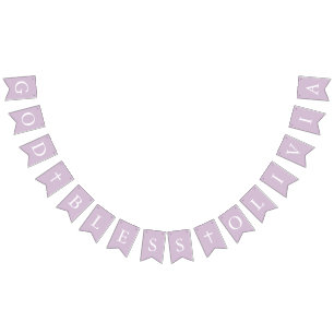 Paarse White Cross-Girl Baptism Bunting Flags Vlaggetjes