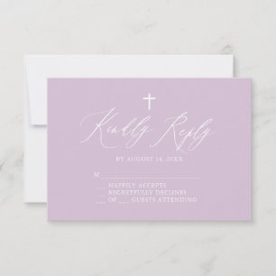 Paarse White Cross-Girl Baptism RSVP-kaart RSVP Kaartje