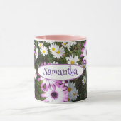 Paarse White Daisy Flower Garden naam Mok (Midden)