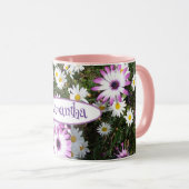 Paarse White Daisy Flower Garden naam Mok (Voorkant rechts)