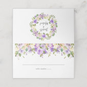 Paarse White Floral Monogram Weddenschap (Buitenkant ongevouwen)