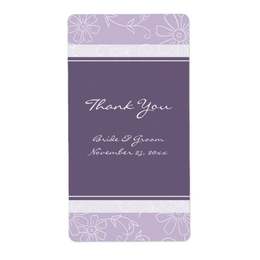 Paarse White Floral Wedding Label (Voorkant)