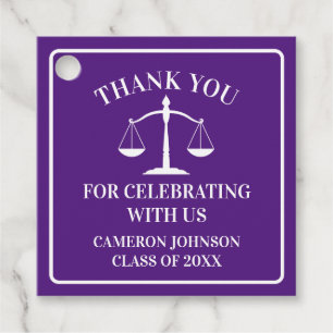 Paarse White Law School Custom Graduation Party Bedankjes Labels