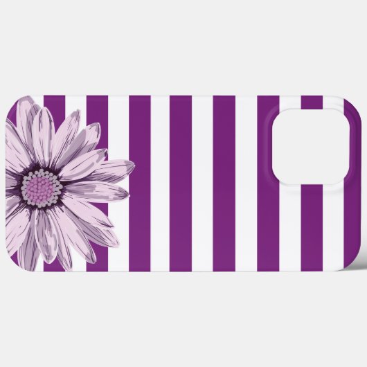 Paarse White Stripe Flower iPhone Case (Achterkant (horizontaal))