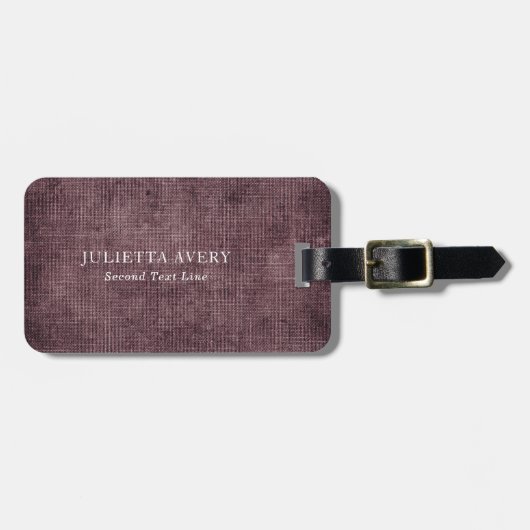Paarse wijn Linen Rustic Texture Bagagelabel (Voorkant horizontaal)