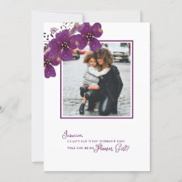 Paarse 'Wil je mijn bloemenmeisje zijn'- voorstel  Kaart