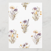 Paarse Wildbloemen Bruiloft Menu (Achterkant)