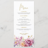 Paarse Wildbloemen Bruiloft Menu (Voorkant)