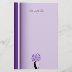 Paarse Wildbloemen in ketting Vase Artwork, aangep Briefpapier