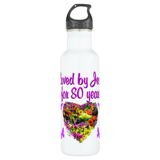 PAARSE WILDE BLOEM 80 JAAR GELIEFD BIJ JEZUS WATERFLES (Voorkant)