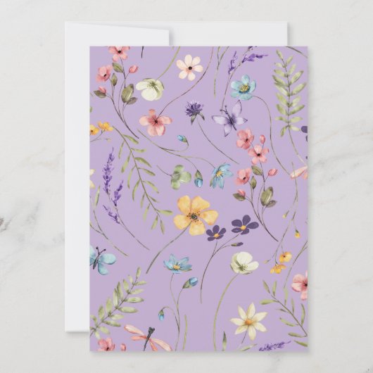 Paarse Wilde Bloem Bloemen Bloemstuk Bruiloft Kaart (Achterkant)