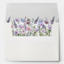 Paarse Wilde Bloem Bruiloftsinvitatiefenvelope