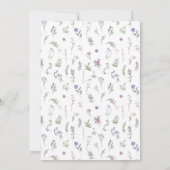 Paarse wilde bloem rustieke bruids douche uitnodig kaart (Achterkant)