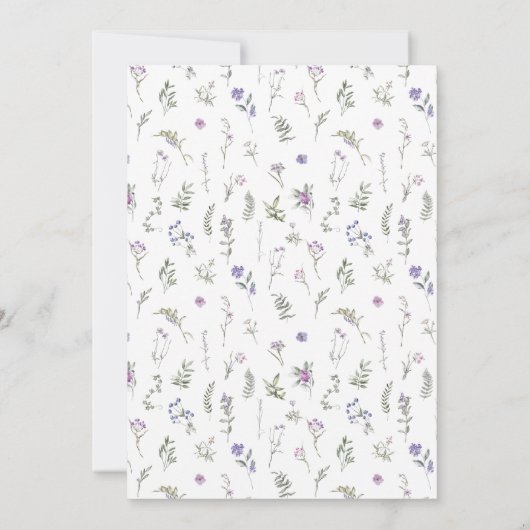 Paarse wilde bloem rustieke bruids douche uitnodig kaart (Achterkant)