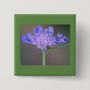 Paarse wilde bloem vierkante button 5,1 cm