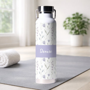 Paarse wilde bloem waterverf monogram naam waterfles