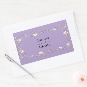Paarse Wilde Bloem Zomer Bloemige Bruiloft Rechthoekige Sticker