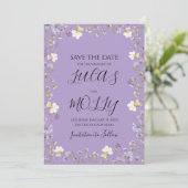 Paarse Wilde Bloem Zomer Bloemige Bruiloft Save The Date (Staand voorkant)