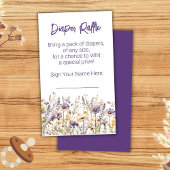 Paarse wilde bloemen Baby shower luier Raffle Informatiekaartje