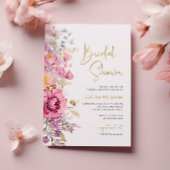 Paarse wilde bloemen Bridal Shower Kaart