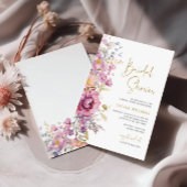 Paarse wilde bloemen Bridal Shower Kaart