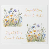 Paarse wilde bloemen bruiloft / douche Gefelicitee Cadeaupapier (Vlak)