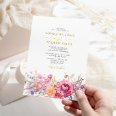 Paarse wilde bloemen bruiloft kaart