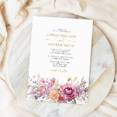 Paarse wilde bloemen bruiloft kaart