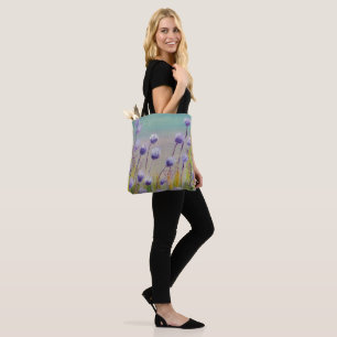 Paarse wilde bloemen draagtas