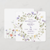 Paarse Wilde Bloemen Kaart (Voorkant / Achterkant)