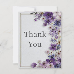 Paarse Wilde Bloemen met Randen Bedankkaart Briefkaart