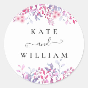 Paarse Wilde Bloemen Ronde Sticker