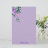 Paarse Wilde Fotogrens Aangepast Briefpapier (Staand voorkant)