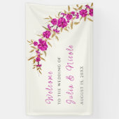 Paarse wilde trompet wijnstok bloementuin bruiloft spandoek (Verticaal)