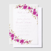 Paarse wilde trompet wijnstok bloementuin bruiloft vellum uitnodigingen (Offset)