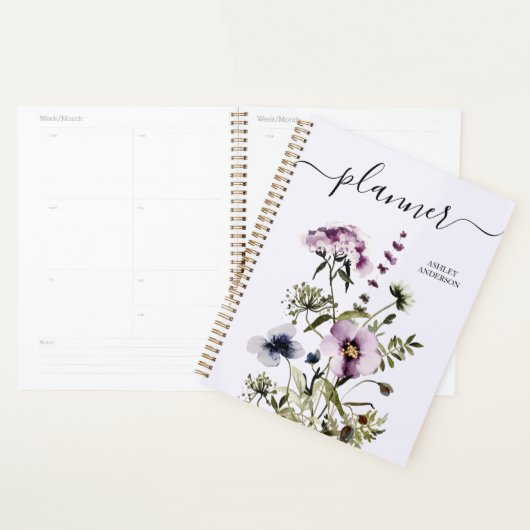 Paarse Wildflower Boeket Waterverf Bloemen Planner (Display)