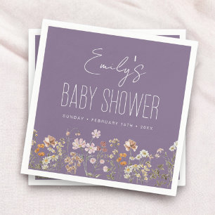 Paarse Wildflower Boho Baby shower in bloei Servet