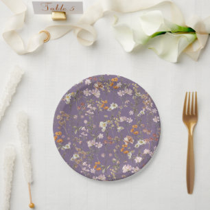 Paarse Wildflower Boho bruiloft in Bloom Garden Papieren Bordje