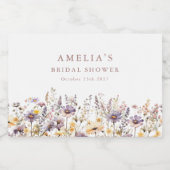 Paarse Wildflower Border Vrijgezellenfeest Aangepa Sparkling Wijnetiket (Enkel label)